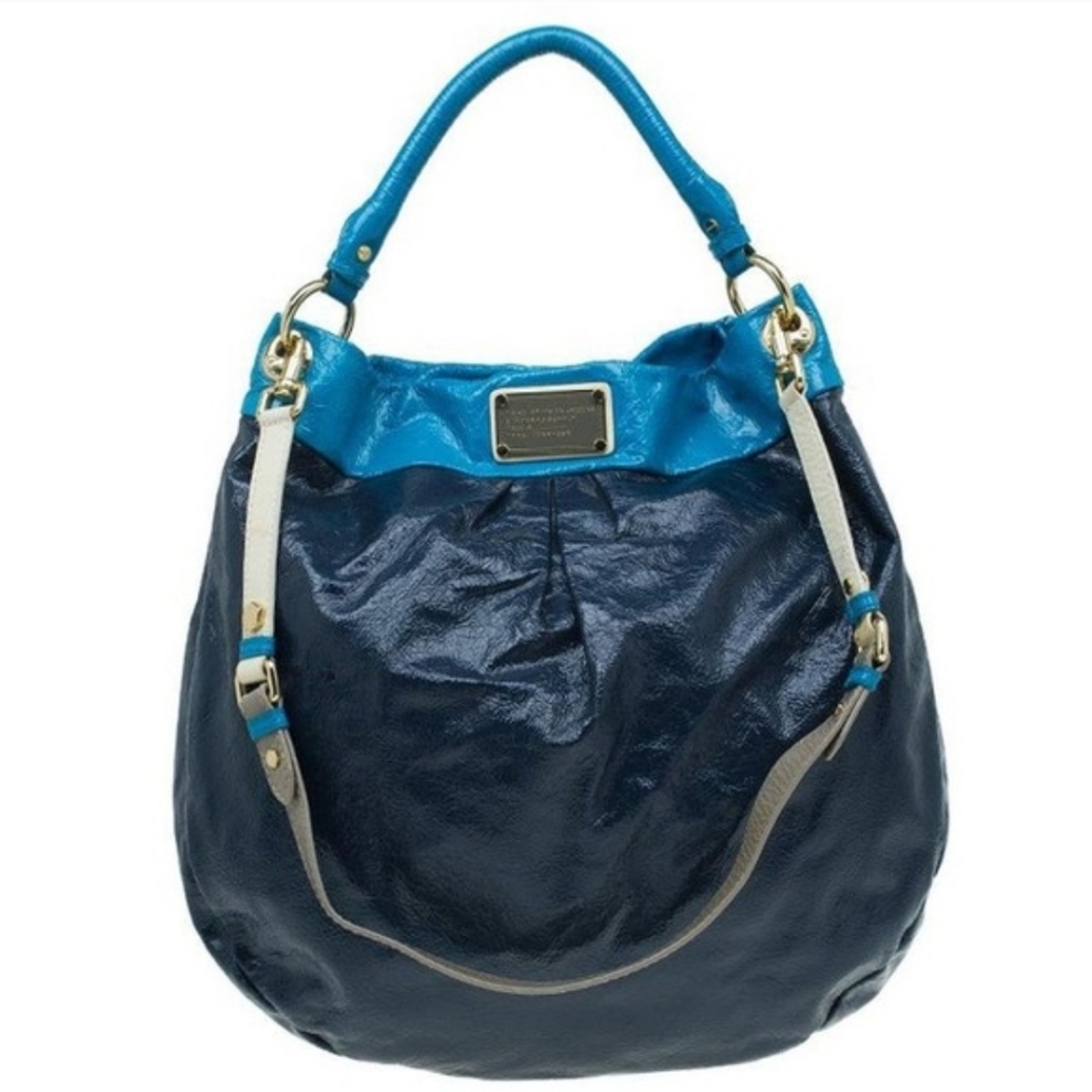 Marc by Marc Jacobs Large Blue Patent Leather Q Hillier Tote Bag
